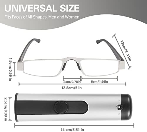 I-Mag Executive Slim Metal Reading Glasses with Slide Open Hard Case
