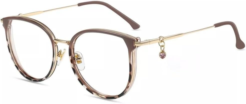 Firmoo Blue Light Blocking for Women, Reading Glasses with Magnification, Anti Eyestrain Anti Glare, Fashion Gemstone Pendantm Round Metal Computer Blue Light Glasses