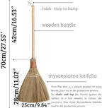 BMart Home Small Natural Whisk Sweeping Hand Handle Broom - Vietnamese Straw Soft Broom for Cleaning - Decoration Items - Indoor - Outdoor - 7.87'' Width, 24.4" Length