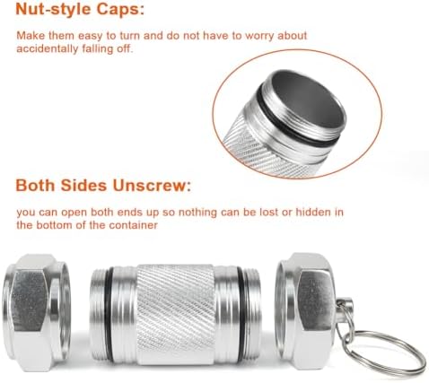 Shintop 2PCS High Capacity Aluminum Container Keychain Waterproof Pill Container