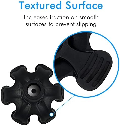 XSL Cane Tips - 3/4 Inch Replacement - Heavy Duty Rubbers Self Standing 6 Support Feets Base Replacement Walking Canes, Walking Sticks, Folding Canes - 6 Prong Rubber Cane Foot Pad (Black)