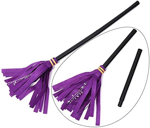 BinaryABC Halloween Witches Broom Plastic Broom,Halloween Cosplay Costume Props,Halloween Masquerade Dress Up Costume Decoration Supplies(Purple)