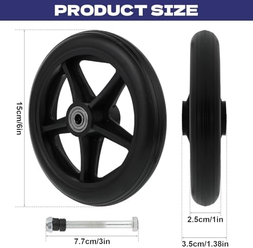 4PCS Rubber Wheel Replacement, 6 Inch Wheelchair Wheels for Walkers,Rubber Wheel Replacement, Anti-Slip Solid Caster Roller Wheels,Universal Wheelchair Replacement Wheel Accessories for Walkers