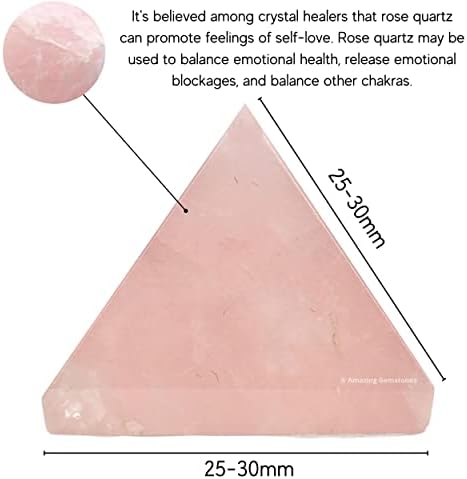 Amazing Gemstone Rose Quartz Pyramid Crystal Healing Stones - 1" Great Pyramid Figurine of Natural Stone Pyramid for Meditation, Reiki, Chakra Balancing and Crystal Pyramids Grid