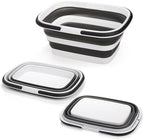 Cididu 2 Pack Collapsible Tub with Handle, Rectangular Handy Basket/Bucket, 8.5L Portable Outdoor Picnic Basket Crater, Foldable Camping Sink, Wash Basin for Washing Dishes, Hiking and Home