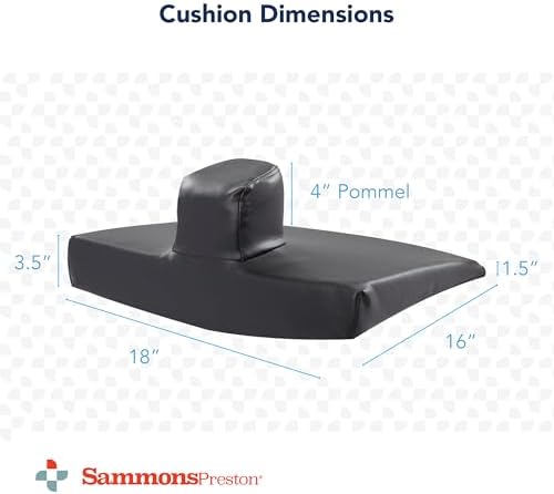 Sammons Preston Pommel Wedge Cushion, Wheelchair Accessory, Seat Pad, Foam Support Pad, Lower Back, Tailbone, and Sciatica Pain Relief, Slide Control to Prevent Slipping Out of Seat