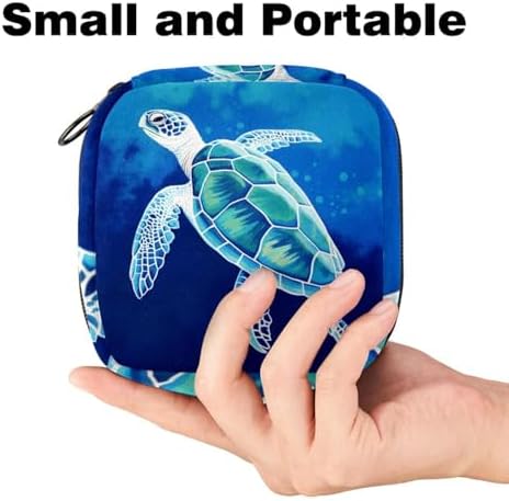 Period Bag,Sanitary Napkin Storage Bag,Blue Sea Animal Sea Turtle,Tampon Bag for Purse