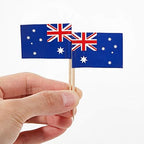 JAVD CYPS 100 Pcs Australia Flag Australian Toothpick Flags, Small Mini Stick Cupcake Toppers Australian Flags,Country Picks Party Decoration Celebration Cocktail Food Bar Cake Flags