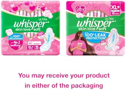 Whisper Ultra Soft Sanitary Pads for Women, XL+ 15 Napkins