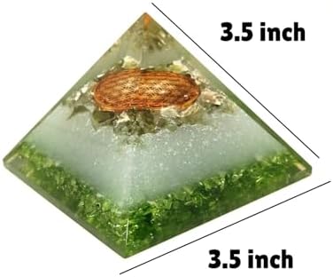 Moldavite Orgone Pyramid – Energy Generator for Healing, Meditation – Spiritual Crystal Decor with Copper, Quartz, Chakra Stones – Reiki Tool & Gift