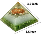 Moldavite Orgone Pyramid – Energy Generator for Healing, Meditation – Spiritual Crystal Decor with Copper, Quartz, Chakra Stones – Reiki Tool & Gift