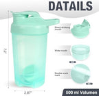 D.Y.A 16oz Shaker Bottle, Leak Proof Sports Shaker for Protein Shakes, Pre Workout & Travel, BPA Free, Green, 16oz/500ml