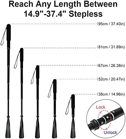TriPro Shoe Horn Long Handle -15"-37" Telescopic Metal Shoe Horn Adjustable Length, Aluminum Alloy, Portable Long Handled Shoe Horn, Shoe Horn Long Handle For Seniors Men Women Kids
