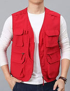 Flygo Men's Utility Cargo Vest Outdoor Fishing Safari Travel Work Photo Vest with Pockets