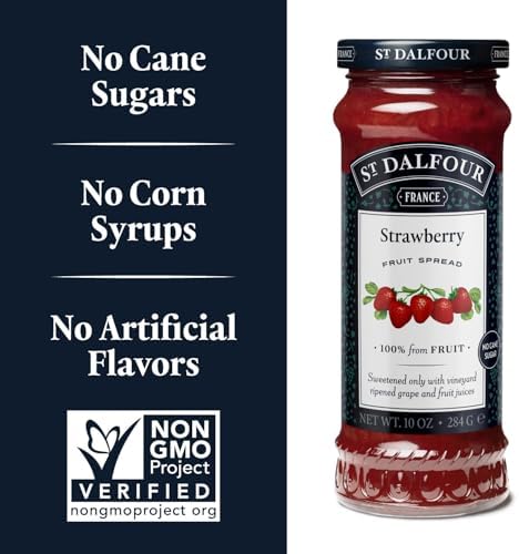 St. Dalfour Strawberry Fruit Spread - 10oz - 100% from Fruit, No Artificial Ingredients, Non-GMO, No Cane Sugars, All Natural - Pack of 6