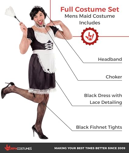 Fun Shack Maid Outfit for Men, Male Uniform, French Maid Costume, Party Dress Up