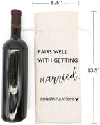 Socive Wedding Wine Bag, Engagement Gift, Pairs well with getting married, Engagement Gift for Couples, Gift for her