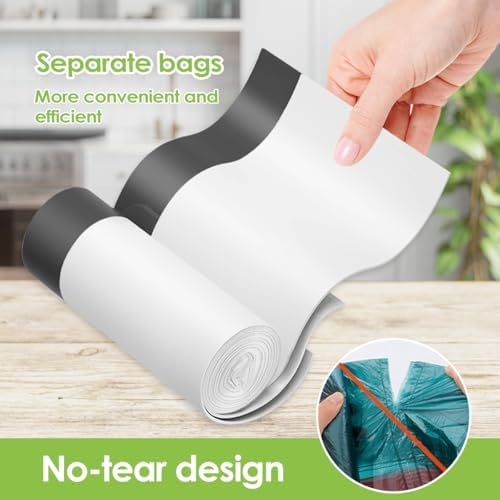 6 Gallon Small 120 Counts Strong Drawstring Trash Bags Garbage Bags by Teivio, Bathroom Trash Can Bin Liners, Plastic Bags for home office kitchen, White