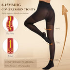 8-15 mmHg Sheer Compression Pantyhose for Women Shaping, Nude Sheer Tights Compression Stockings, Support Hose for Varicose Veins, Edema, Pain Relief, Flying