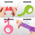 6 Pack 1 Inches Self Adhesive Bandage Wrap Breathable Cohesive Bandage Elastic Tape for Pets, Athletic, Sports, Wrist, Knee, Ankle(5 Yards Per Roll, Purple)