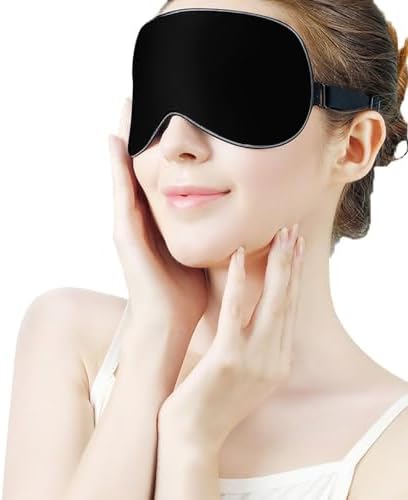 Custom Eye Mask for Men Women Personalized Sleep Mask Add Your Photo Text Logo Adjustable Strap Eyeshade for Sleeping Travel Work, PureBlack
