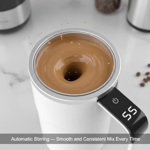Self Stirring Coffee Mug, Electric Auto Mixing Cup for Coffee & Protein Shakes, Rechargeable, 13 oz Black, Perfect for Office & Home Use