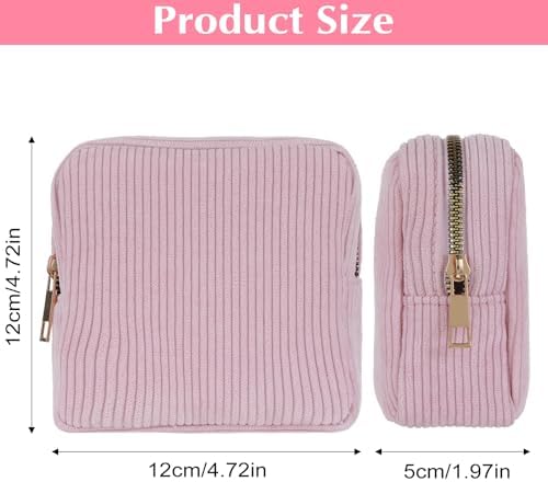 Corduroy Period Bags for Girls, Period Pouch Sanitary Napkin Storage Bag for Pads Small Tampons, Sanitary First Gifts for Girls (Pink)