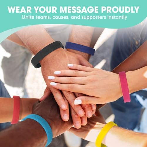Reminderband Personalized Silicone Wristbands, Custom Silicone Bracelets, Customizable Bracelet, Custom Bracelets Rubber, Customized Rubber Bands 1/2 Inch Classic Bands