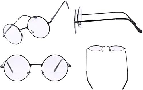 Agstum Round Vintage Reading Glasses Metal Frame Spring Hinge Readers (Strength +2.5, Black)