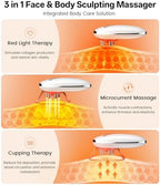 Dopsikn Body Sculpting Machine with Red Light Therapy for Face & Body, Cupping Therapy, Electric Cellulite Massage Tool with 2 Cups, Gift for Women, White