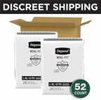 Depend Real Fit Adult Diapers, Incontinence Underwear for Men, Disposable, Maximum Absorbency, Large/Extra Large, Black, 52 Count (2 Packs of 26), Packaging May Vary