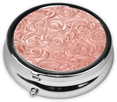 Round Pill Box 2.0x2.0x0.7 in Mini Travel Medicine Pill Organizer Box for Purse Pocket rose gold pattern backgrounds Printing