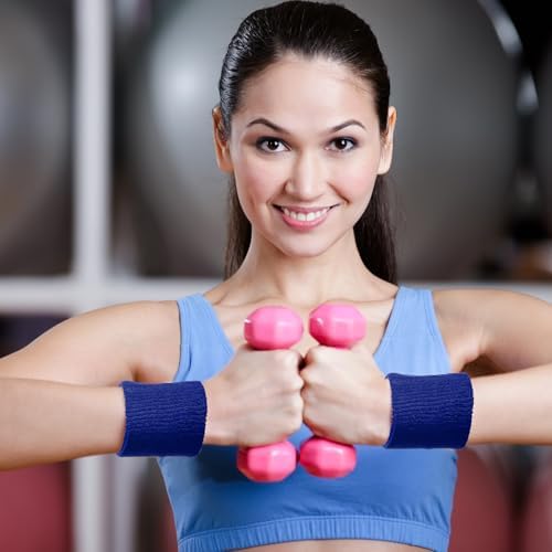 Bememo 24 Pcs Wrist Sweatbands Bulk Sports Wrist Bands for Men Women Breathable Athletic Tennis Wristbands Stretchy Absorbent Cotton Terry for Basketball, Baseball, Gym, Working Out