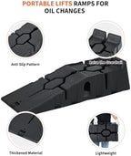 Low Profile Car Service Ramps 2 Pack, Reinforced Plastic Vehicle Lifting Ramps, 12000 LB Heavy Duty Garage Ramps with 6.7 Inch Lift Height, Portable Auto Repair Ramp for Home Garage, Car Oil Change, S