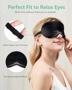 BeeVines Sleep Mask, 2 Pack 100% Real Natural Silk Eye Masks with Adjustable Strap for Sleeping, Mulberry Silk Eye Sleep Shade Cover, Blocks Light Reduces Puffy Eyes Traveling Gifts (Black & Black)