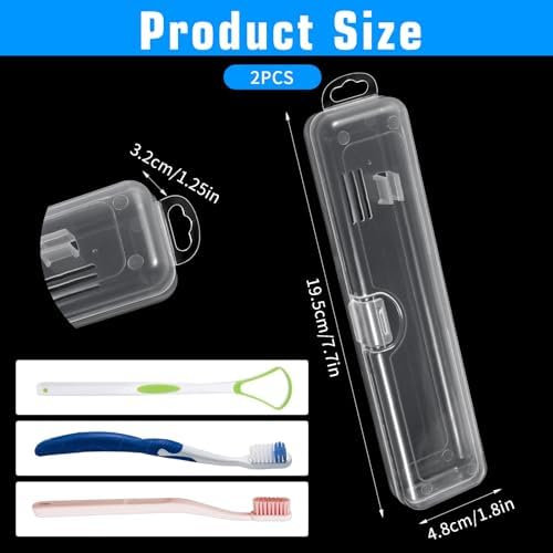 2Pcs Tongue Scraper Case, Cutlery Storage Box, Tongue Scraper Travel Box for Toothbrush Spoon Fork Holder, Camping Picnic