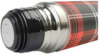 Red Black Plaid Vacuum Thermos Christmas Tartan Check Insulated Water Bottle Stainless Steel Double Wall Flask Bottles, Sports Coffee Travel Mug Cup Genuine Leather Cover BPA Free 17 Oz