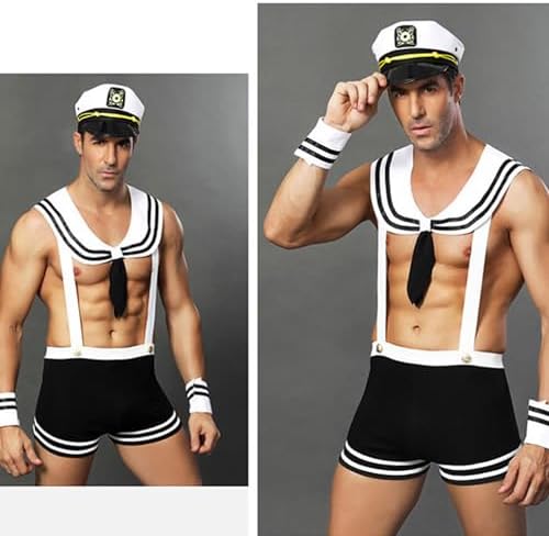 Men's Exotic Costumes, Sailor Costume for Men, Sexy Mens Halloween Costumes Adult, Christmas Valentine Birthday Cosplay Uniform Set, Role Play Costumes Lingerie - One Size