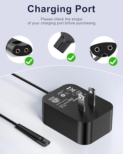 WUKUR 12V Charger Compatible with Braun Shaver Series 3/7/5/1/9, Charging Cord for Braun Electric Razor Shaver Trimmer 3040s, 310s, 340S, 5190cc, 5040s, 740S, 7865, 9290cc, 9095cc Replacement Adapter