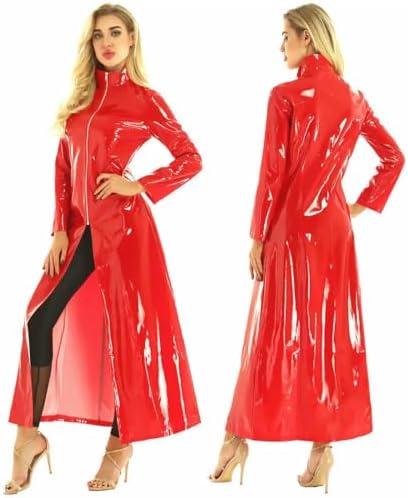 Unisex PVC Leather Dress Long Sleeve Coat Clubwear Party Pole Dance Performance Costumes Customize Purple
