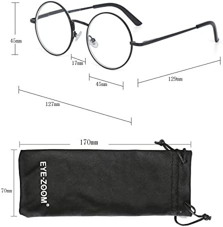 Metal Frame Round Reading Glasses with Spring Hinge (Black, Silver and Gunmetal)