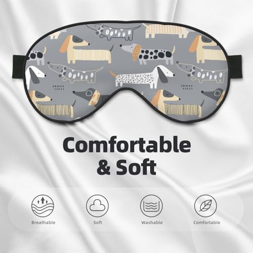 Cute Dachshund Dog Sleep Mask Eye Mask with Adjustable Strap Eye Sleep Shade Cover Blocks Light for Women Men Airplane Travel Nap