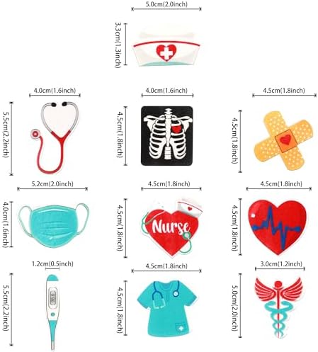 60 Pack Edible Nurse Cupcake Toppers Wafer Paper Nursing School Graduation Medical Instruments Cupcake Picks Medical Rn Nurse Grad Birthday Cake Decorations Party Supplies Style 2