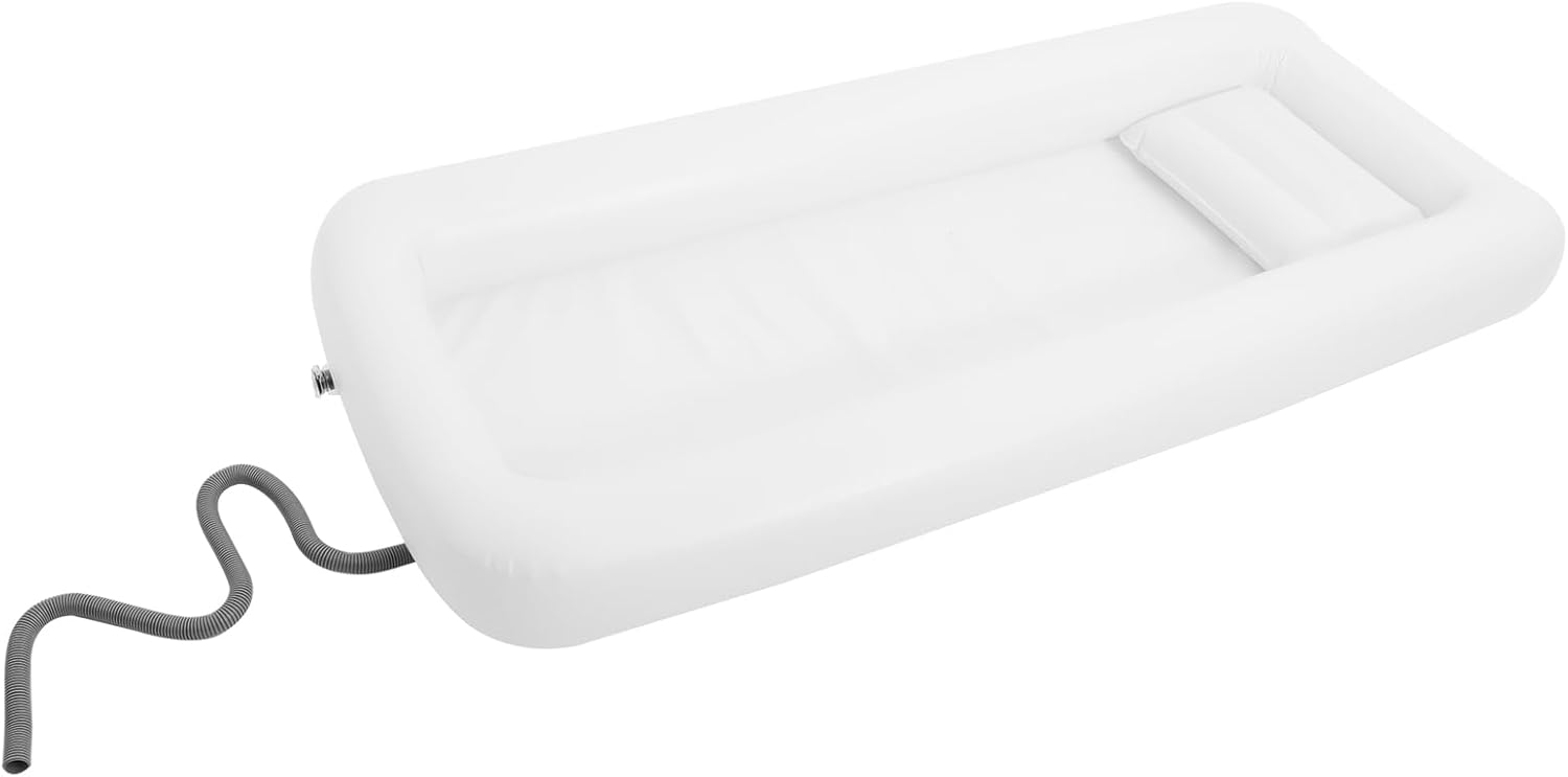 Bedside Shower Bathtub Kit,Elderly Inflatable Bathtub for Adults,PVC Shower Bathtub with Electric Air Pump & Water Bag,Wash Fullbody in Bed,for Elderly Disabled Seniors Handicapped(Single Layer)
