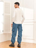 ZAFUL Men's Parachute Pants Casual Baggy Cargo Drawstring Trouser