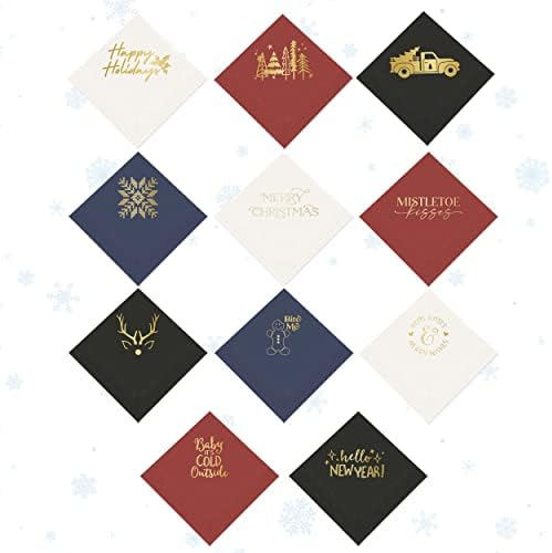 Weddingstar 3-Ply Christmas Designs Personalized Foil Stamped Cocktail Napkins Wine - Customizable