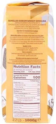 Antimo Caputo Semolina Flour 2.2 LB (Pack of 2) Bulk Italian Durum Semola Flour - All Natural Dough for Fresh Pasta
