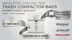 Whirlpool W10165294RB Genuine OEM Trash Compactor Bags (60-Pack) – Heavy-Duty 15-Inch Replacement Bags – Fits KitchenAid, Maytag, JennAir, & Kenmore – 3 Mil Thick, Slip-N-Grip Leak-Proof Design