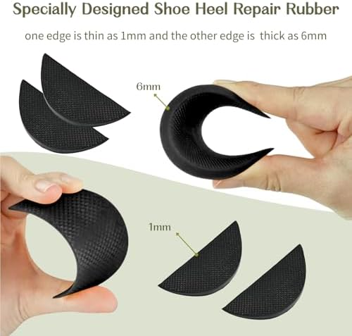 Shoe Heel Repair, Rubber Sole Pads, 2 Pairs Bottom Heel Rubber Patch, Black