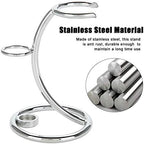Shaving Brush Stand, Fashionable Artistic Lightweight Stainless Steel Silver Shaving Brush Holder, Extra Wide Openings, Fits Most Brushes and All Kinds of Razors